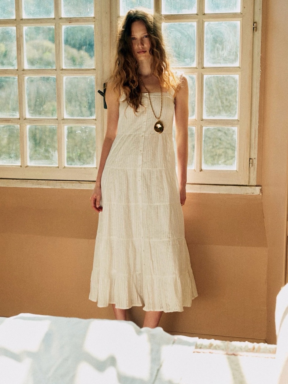 Nwot Sezane Rama Dress Plain Ecru Embroidery - Size 4